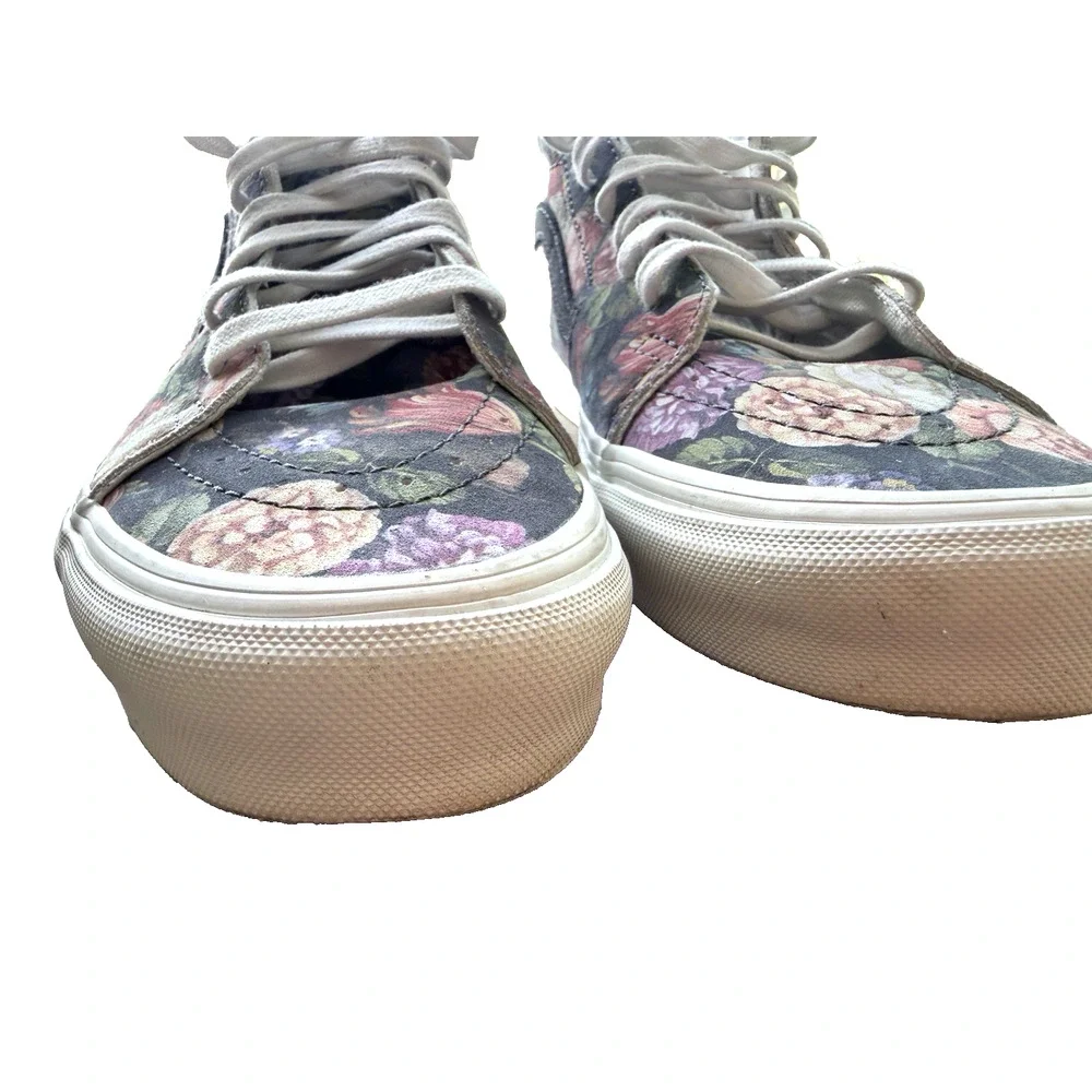 Vans Sk8-Hi Off the wall Floral Suede Canvas Sneaker Grey multicolor W-11 M-9.5